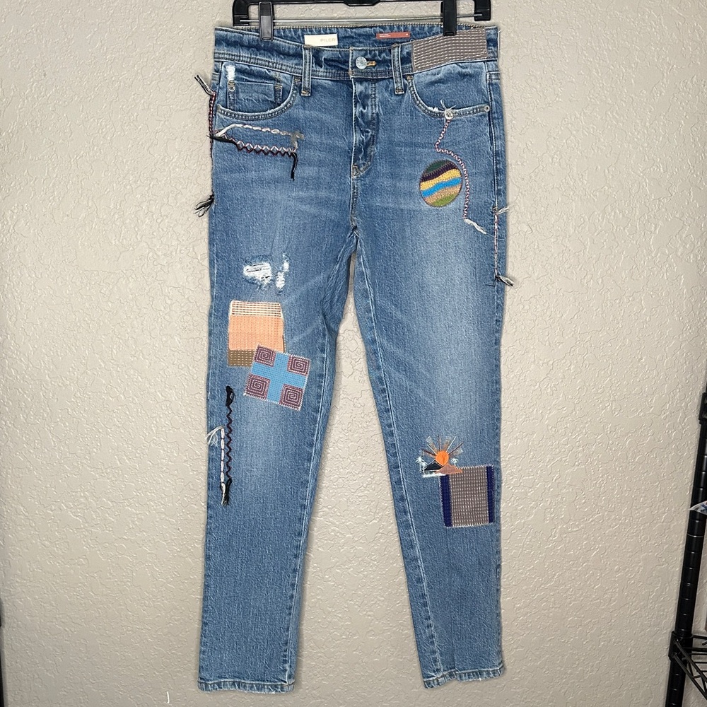 Anthropologie Pilcro Patchwork embroideted boyfri… - image 1